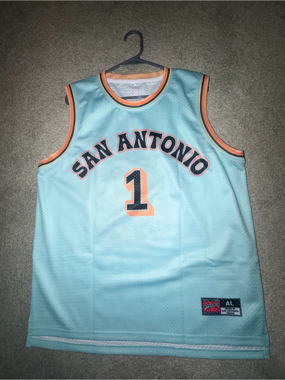 San Antonio Light Blue Basketball Jersey - Team Number 1